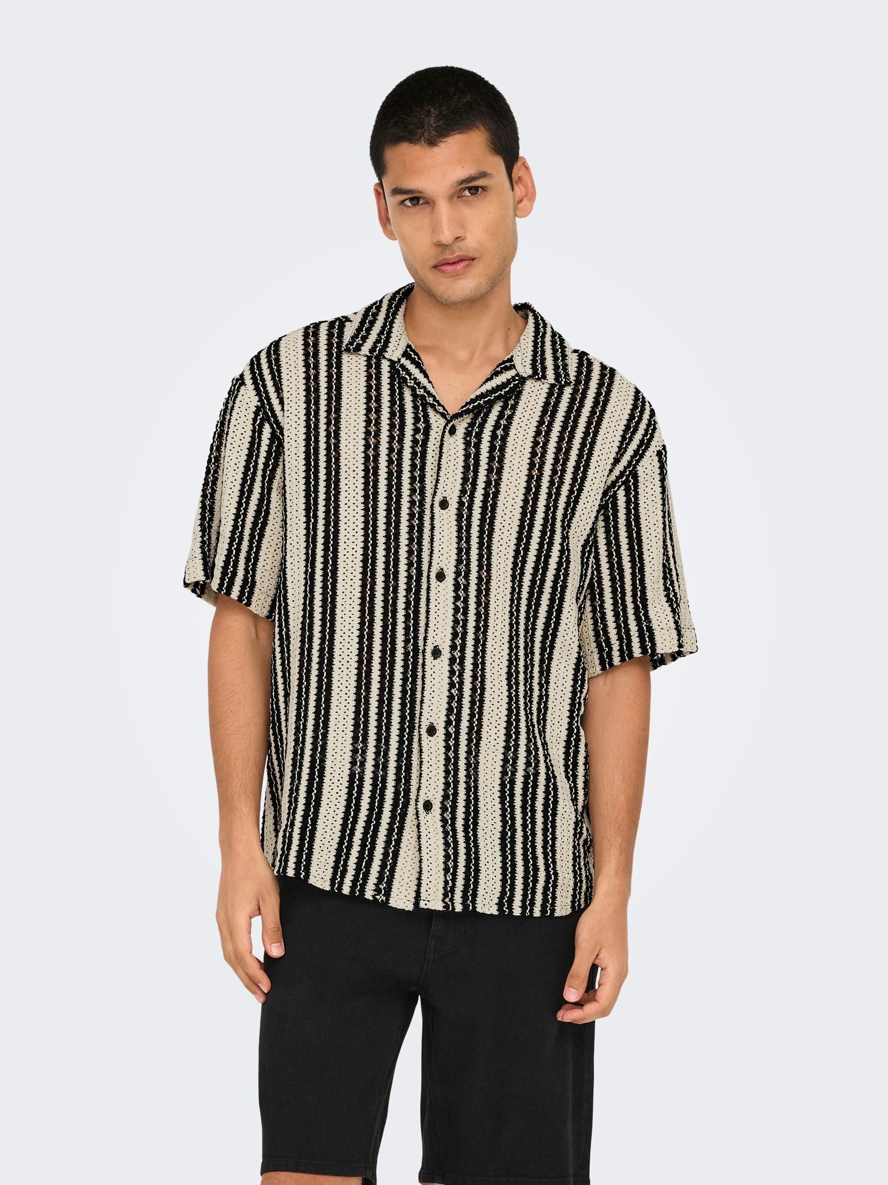 Only & Sons Onsdani Camicia Uomo Cloud Dancer Crochet Taglia L