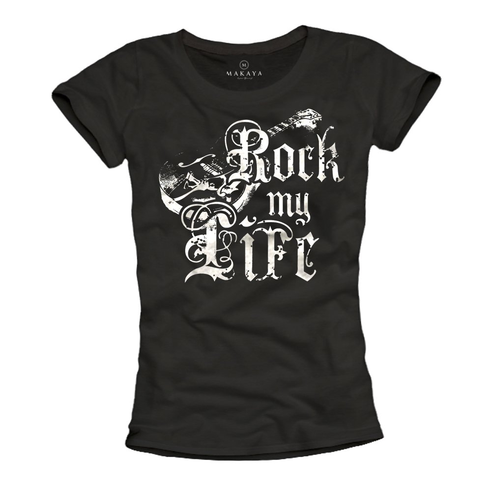 MAKAYA My Life T-Shirt Donna Nera M Cotone
