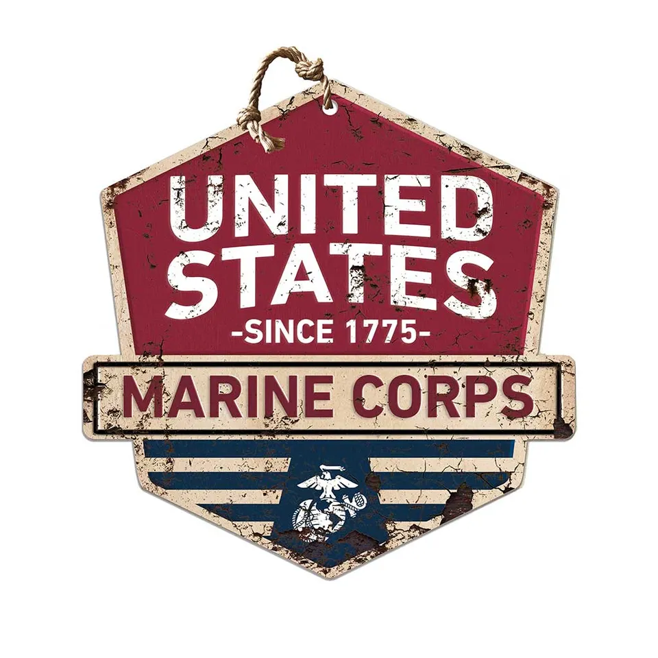 7.62 Design USMC Rustic Badge targa legno 20x20 USA