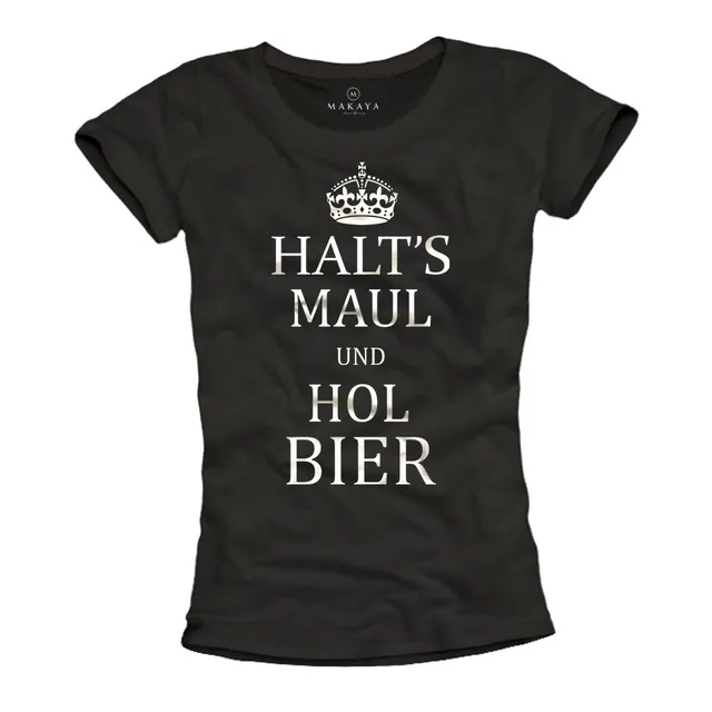 Makaya Zitto e Portare Birra t-shirt donna cotone nera S