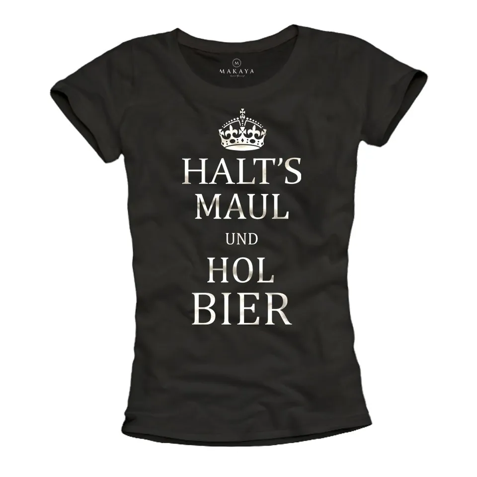 Makaya Zitto e Portare Birra t-shirt donna cotone nera S