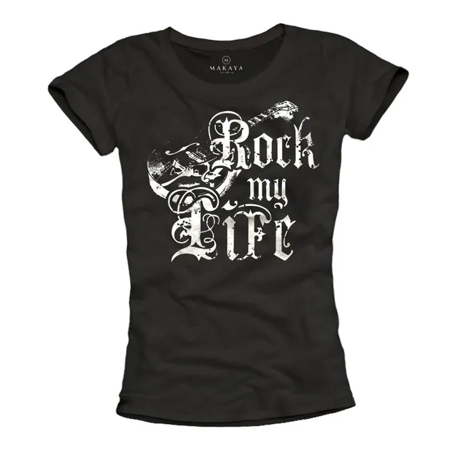 MAKAYA My Life T-Shirt Donna Nera M Cotone