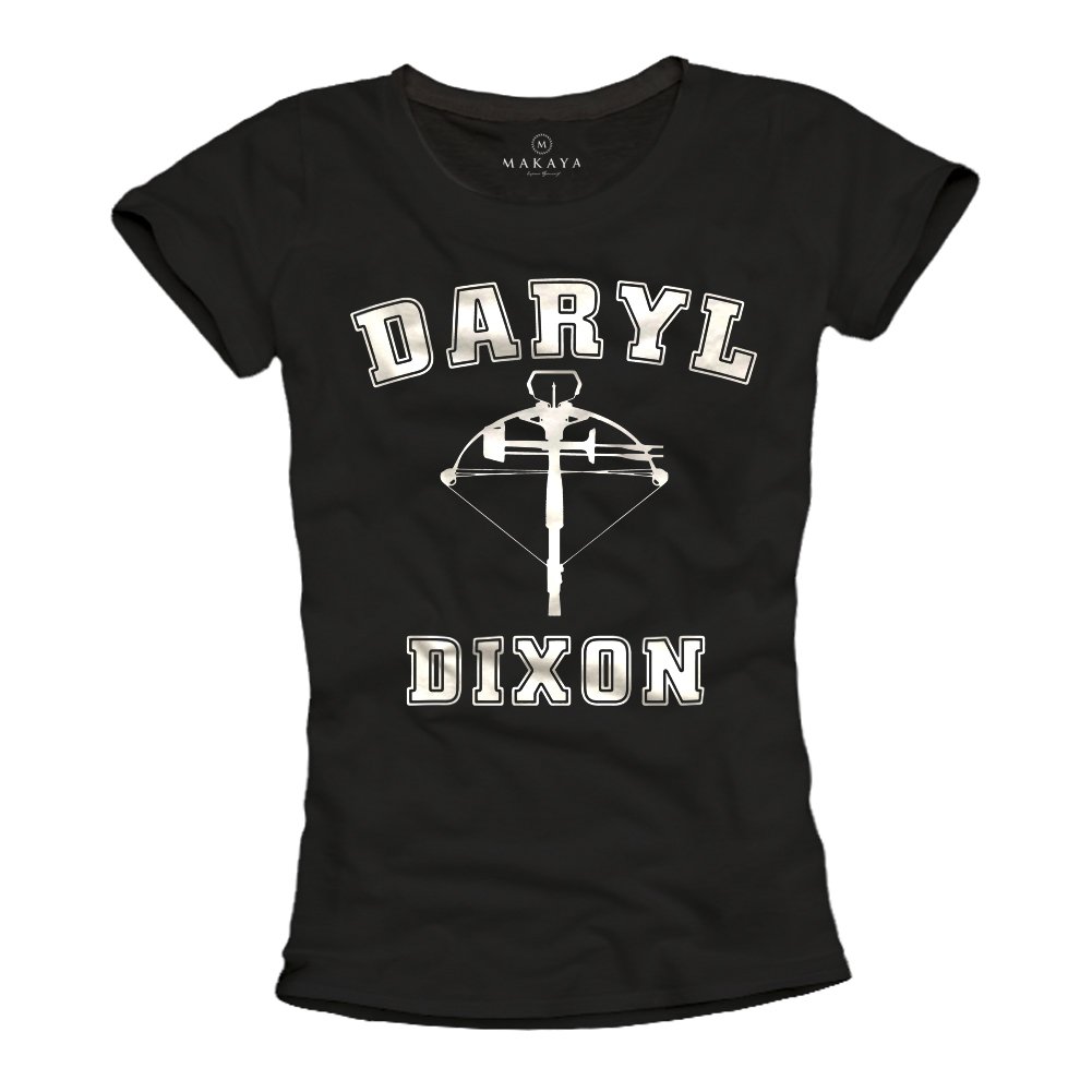 MAKAYA Daryl Dixon T-Shirt Donna Nera L Cotone