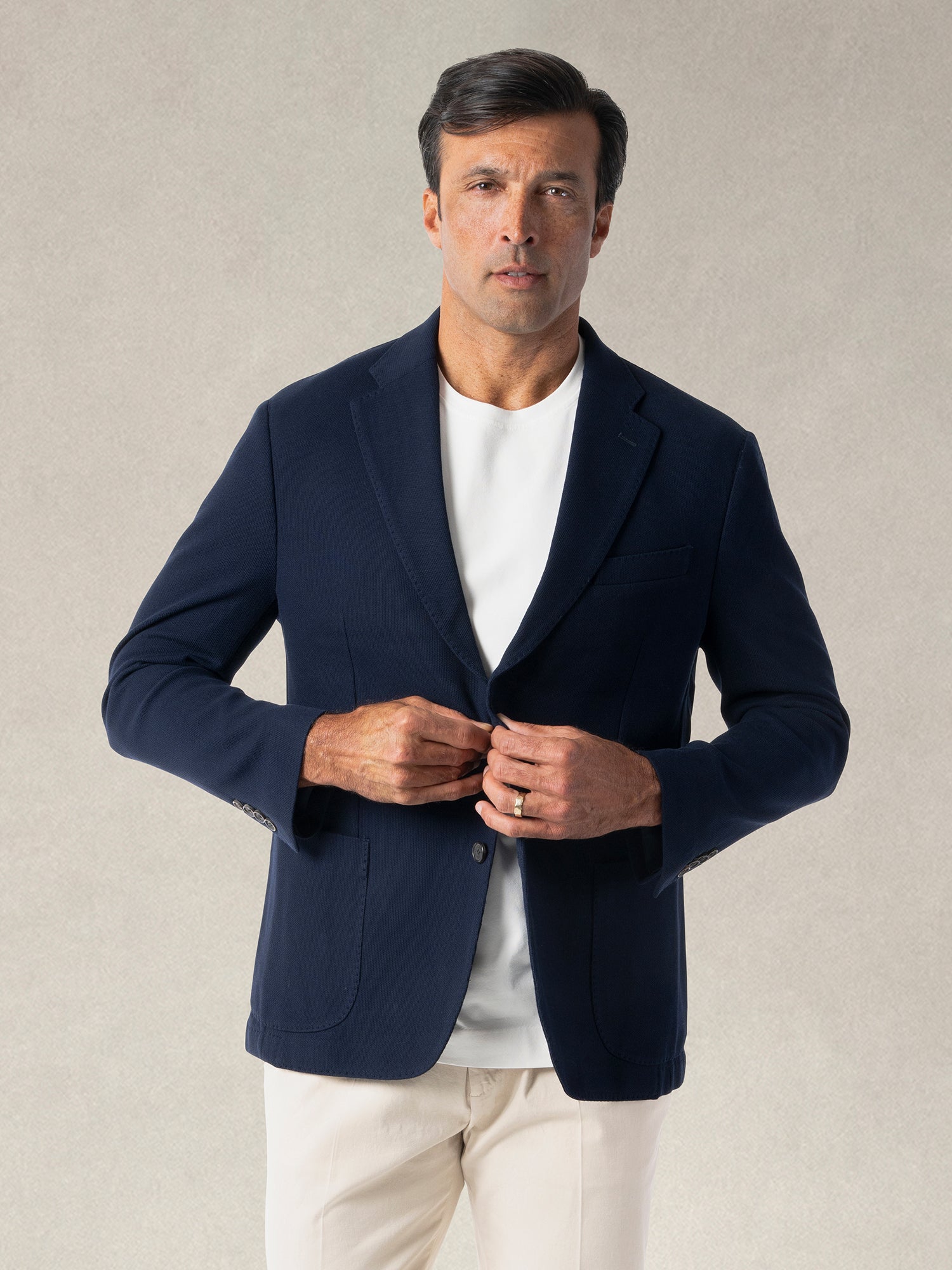 Robert Talbott Wright Knit Blazer giacca cotone navy 46