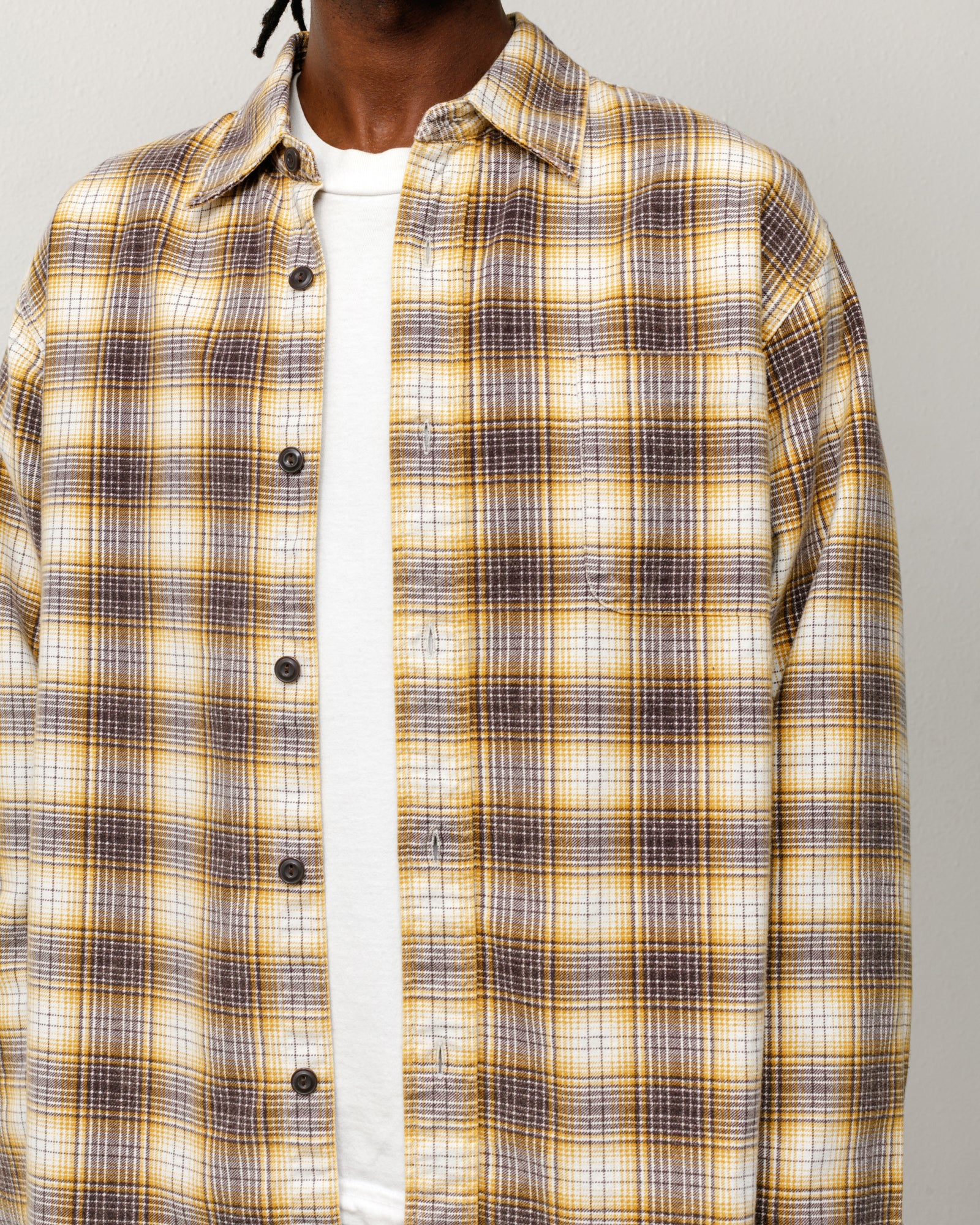 Stussy Dax Printed Shirt camicia oro in flanella