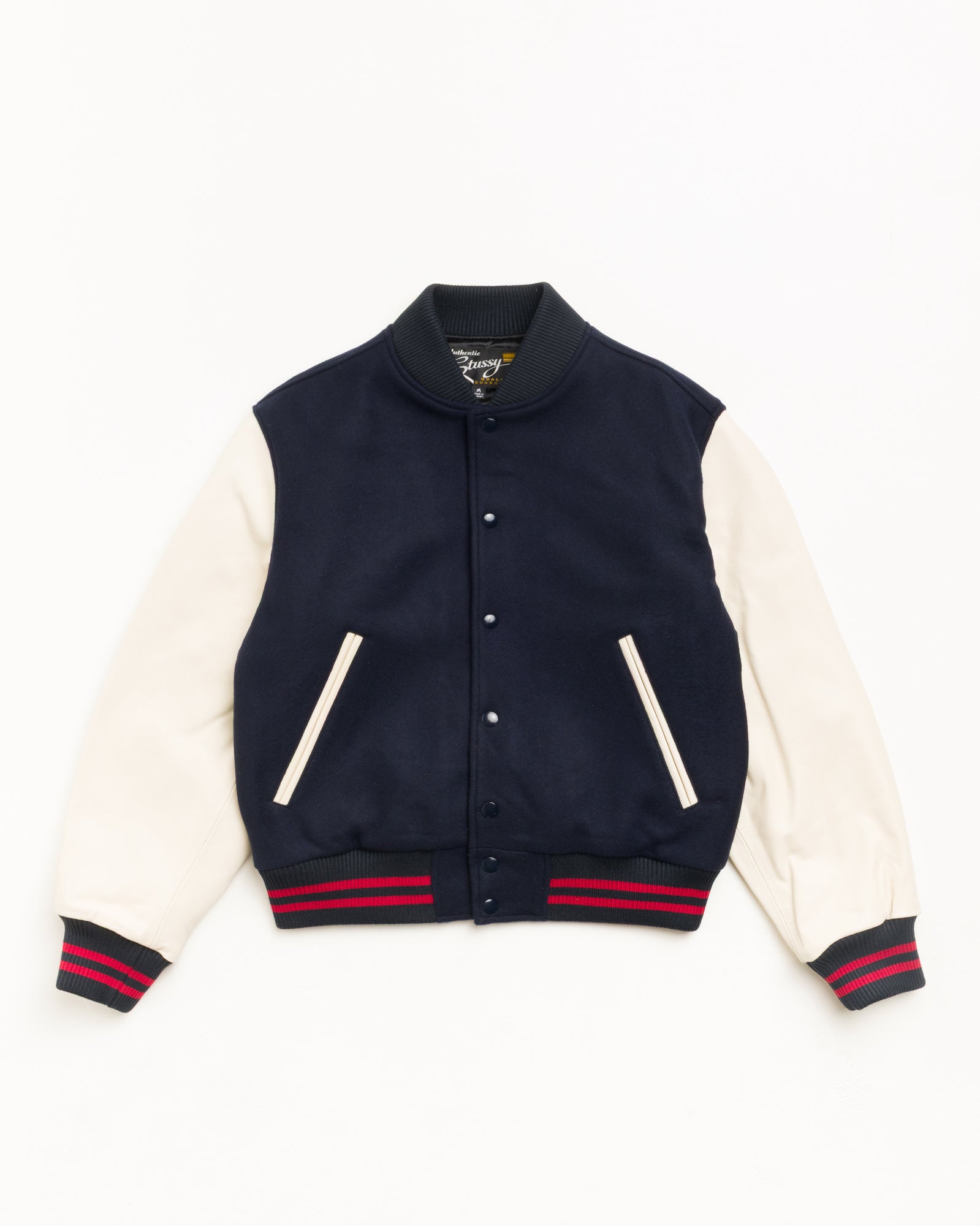 Stussy Outerwear Wool Varsity giacca navy lana pelle
