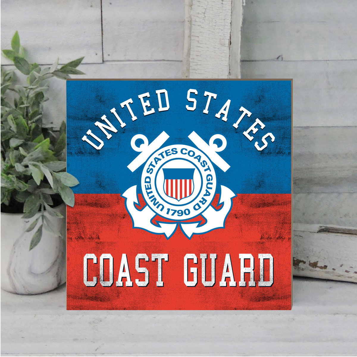 7.62 Design Home Products Coast Guard Retro targa legno 10x10 blu