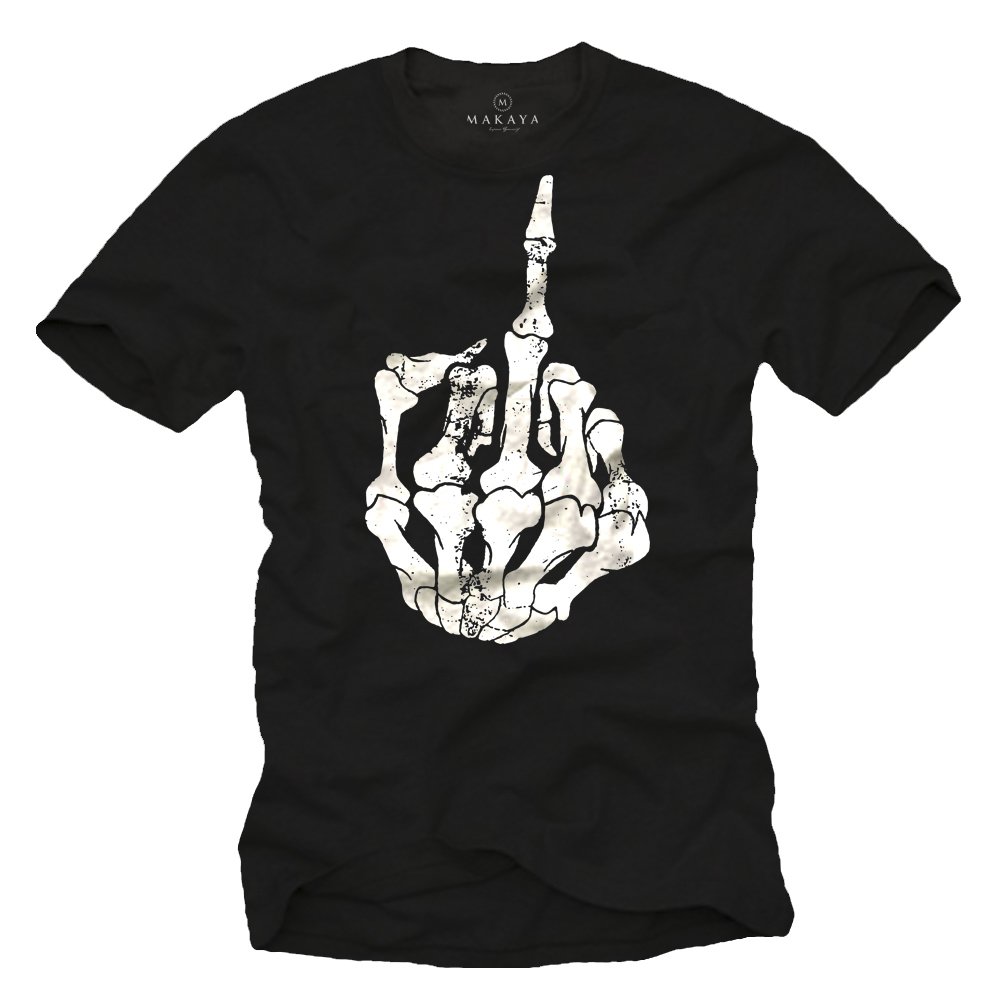 MAKAYA Hard Rock T-Shirt Uomo Nera Teschio M 185 g/m²