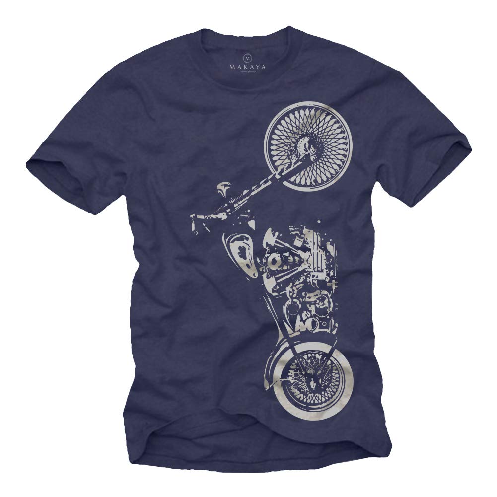 MAKAYA Abbigliamento Moto T-Shirt Uomo Nero 100% Cotone