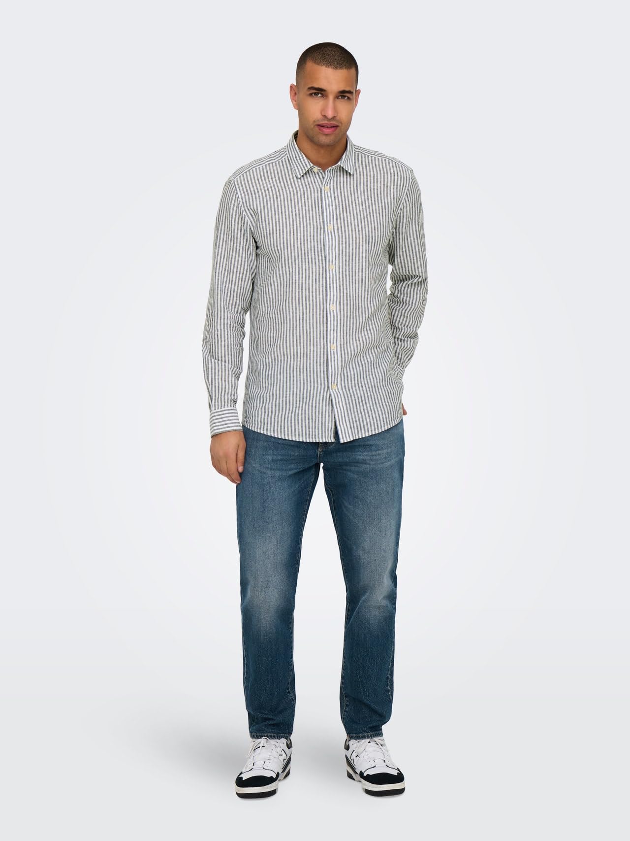 ONLY & SONS Camicia Onscaiden Stripe Linen Uomo Lino Righe