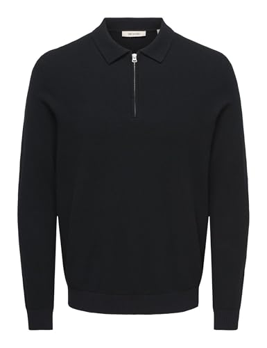 Only & Sons Onsloui Zip polo uomo nera micro knit