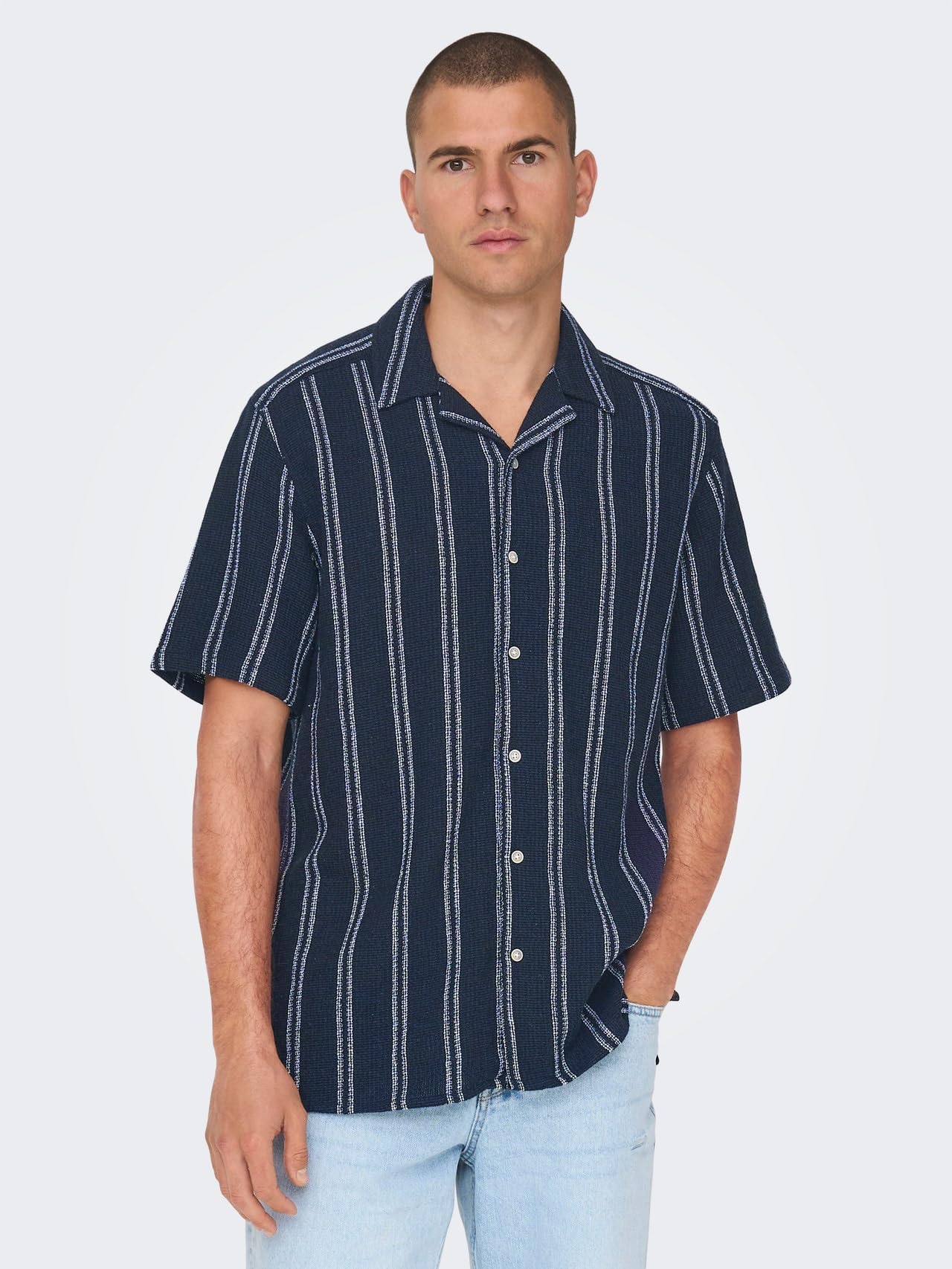Only & Sons Onstrev Camicia uomo M blu notte manica lunga