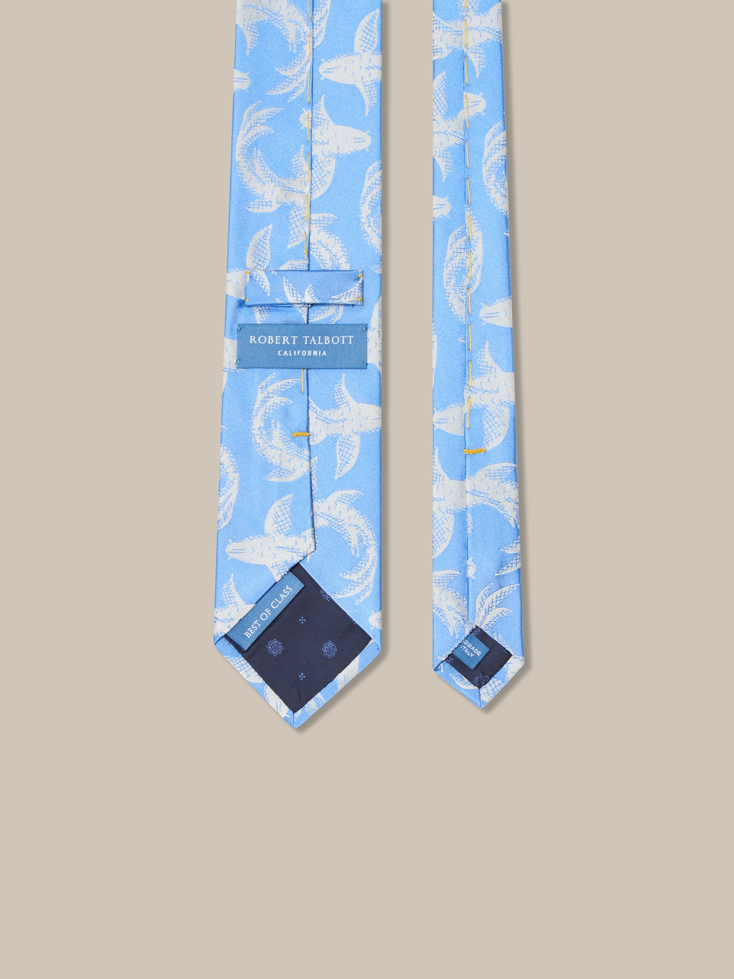Robert Talbott Koi Fish Jacquard cravatta azzurra seta