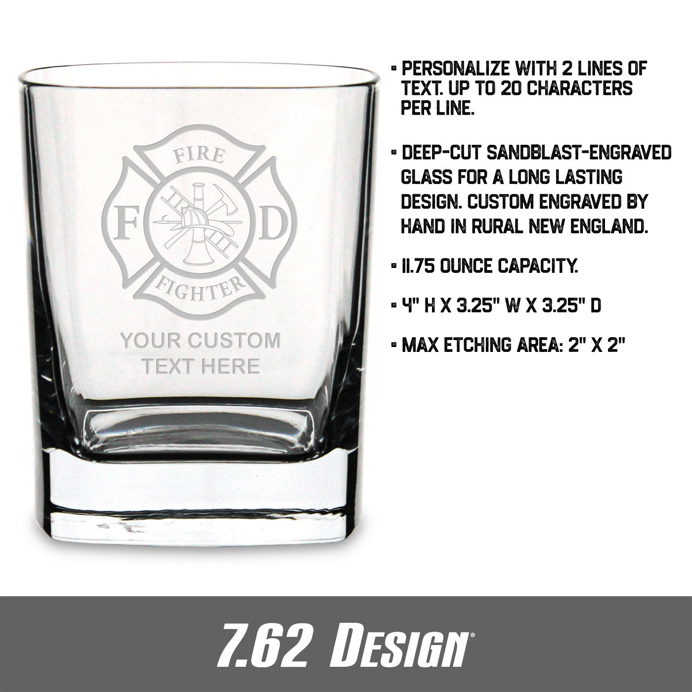 7.62 Design Firefighter bicchiere whisky personalizzato 11,75 oz Maltese