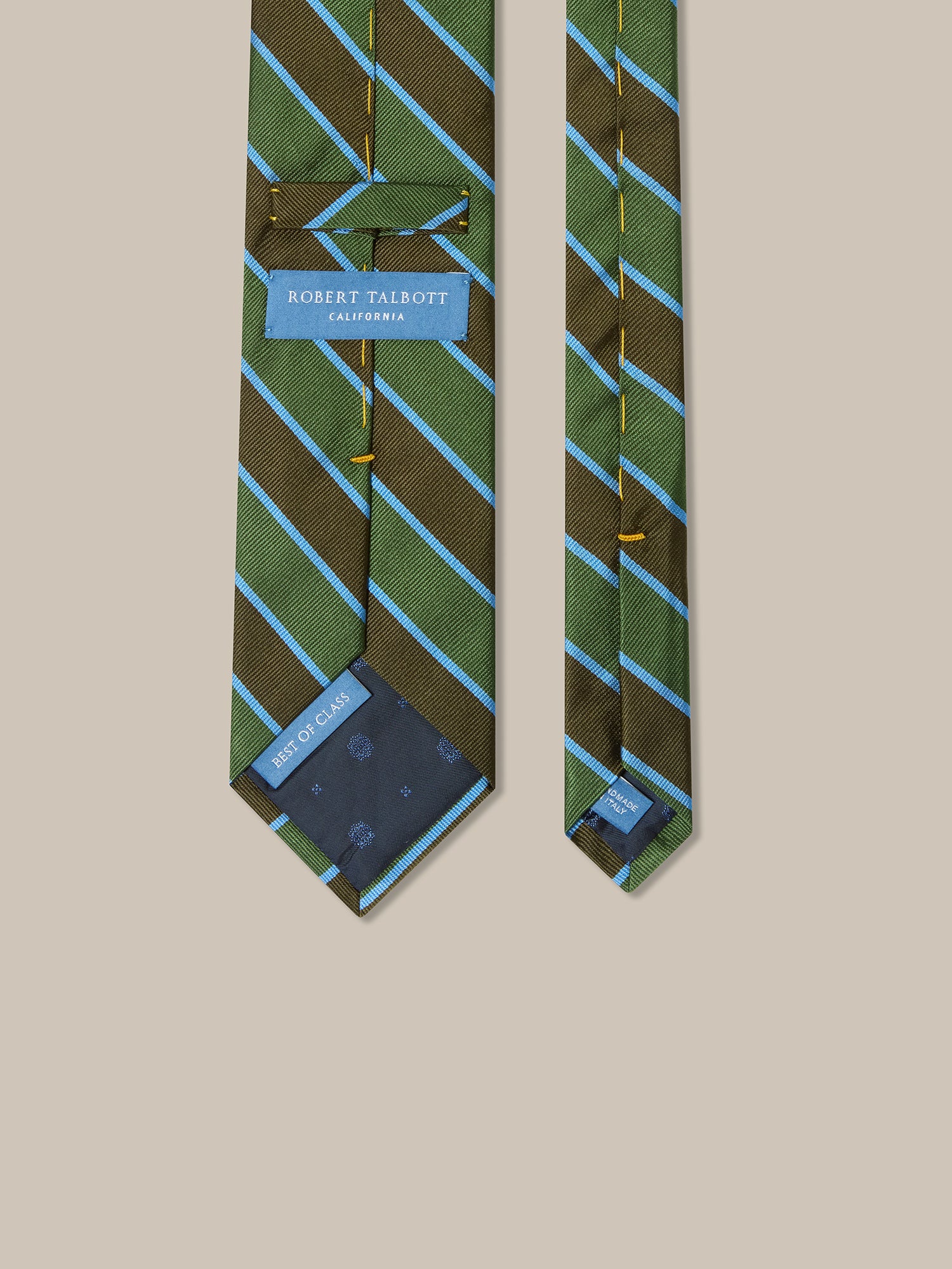 Robert Talbott Cricket Stripe cravatta seta verde multi REG