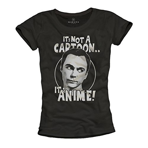 MAKAYA It's Anime T-Shirt donna L nera cotone nerd