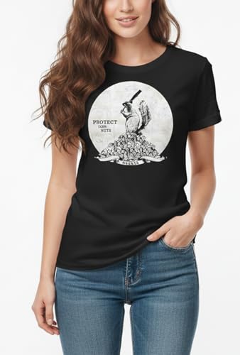 MAKAYA Protect Your Nuts T-Shirt Donna Cotone Stampa Divertente L