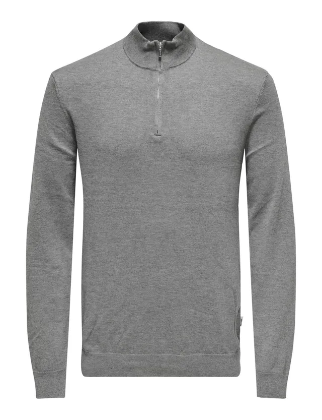 ONLY & SONS Onswyler Felpa Mezza Zip Uomo Coffee Bean