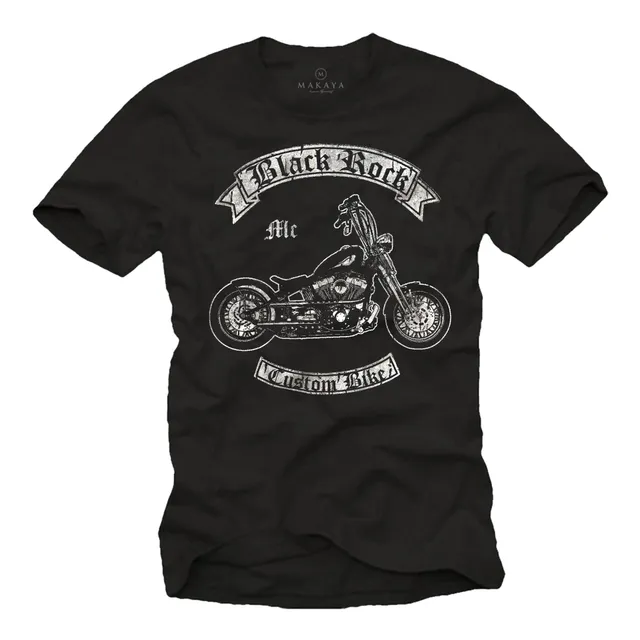 MAKAYA Moto maglietta uomo biker 100% cotone