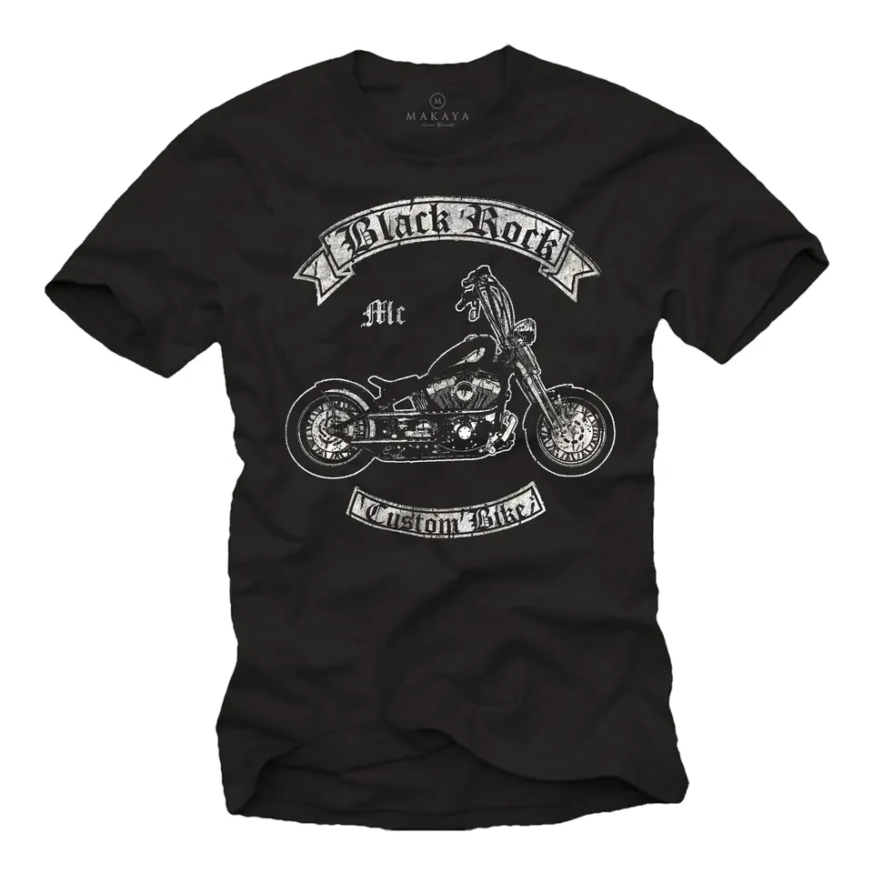 MAKAYA Moto maglietta uomo biker 100% cotone
