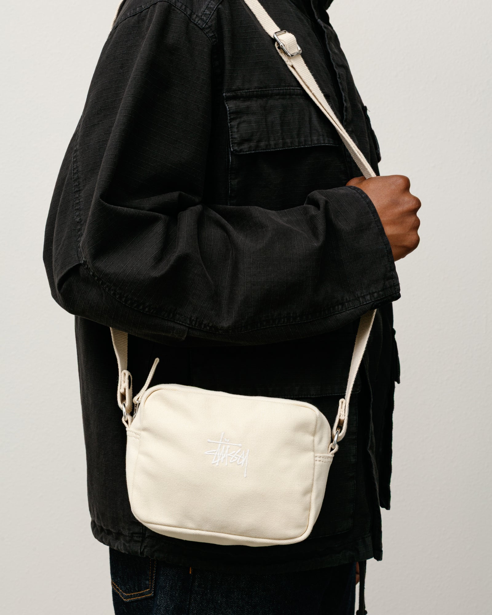 Stussy Canvas Pouch pochette tela naturale 19x14 cm