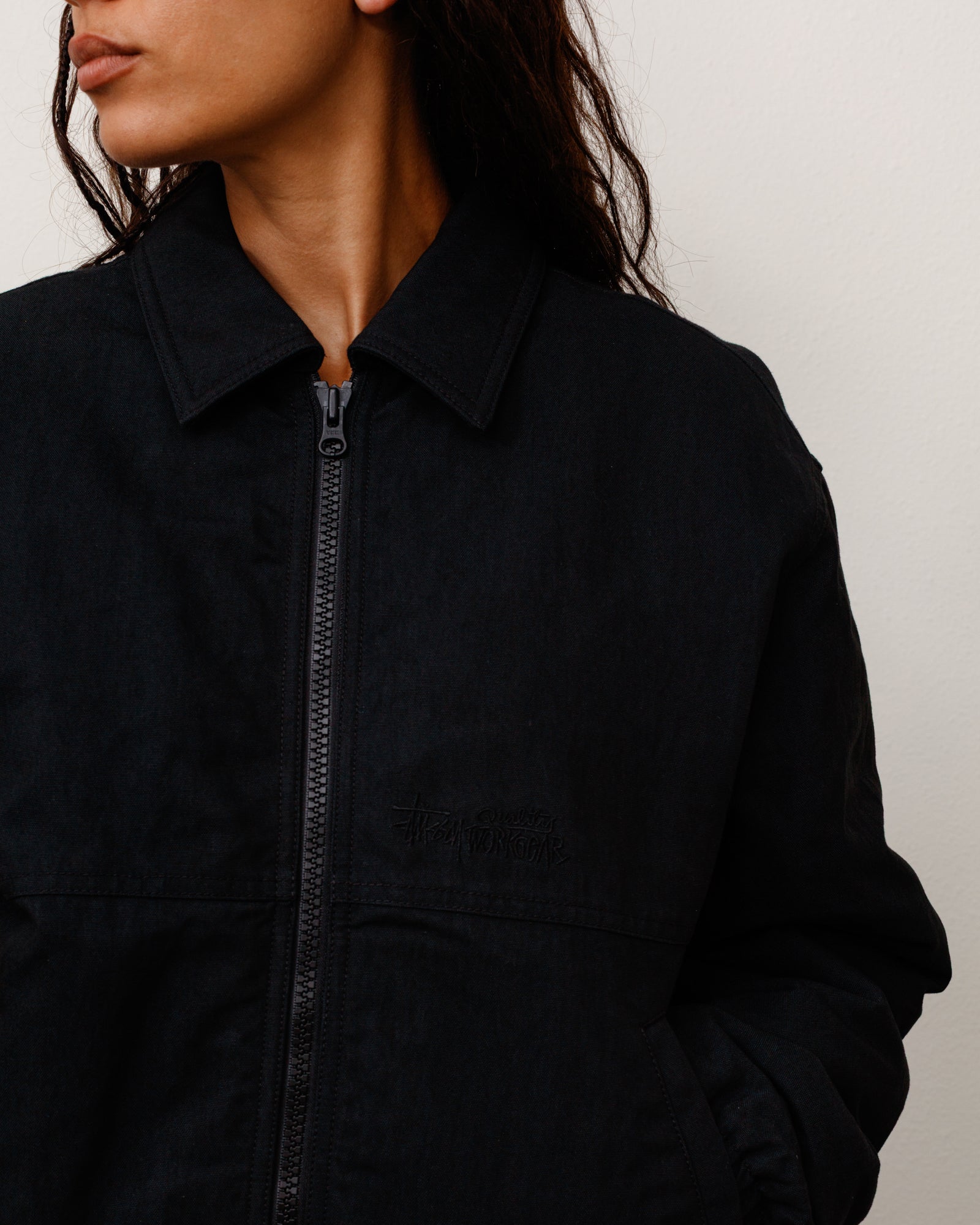 Stussy Nyco Collared Work Jacket giacca nera nylon