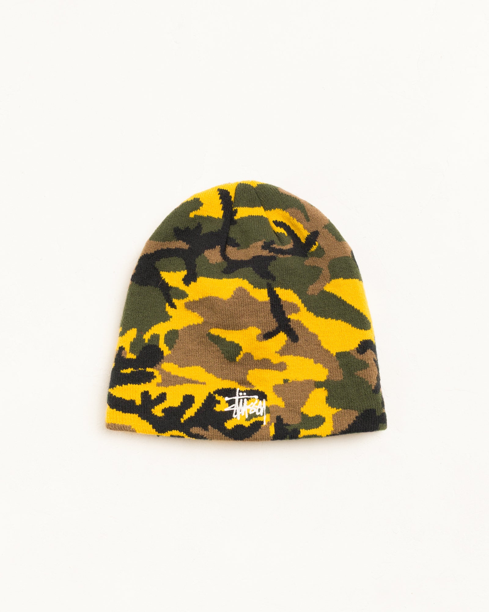 Stussy Basic Camo Knit Skullcap beanie Yellow Camo
