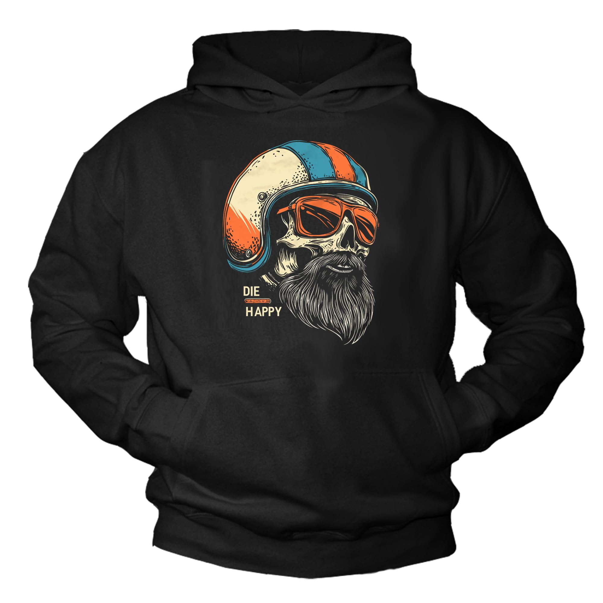 MAKAYA Die Happy Biker felpa con cappuccio uomo XL cotone