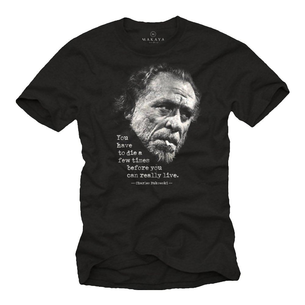 Makaya Bukowski T-Shirt Uomo Cotone Nera Maniche Corte