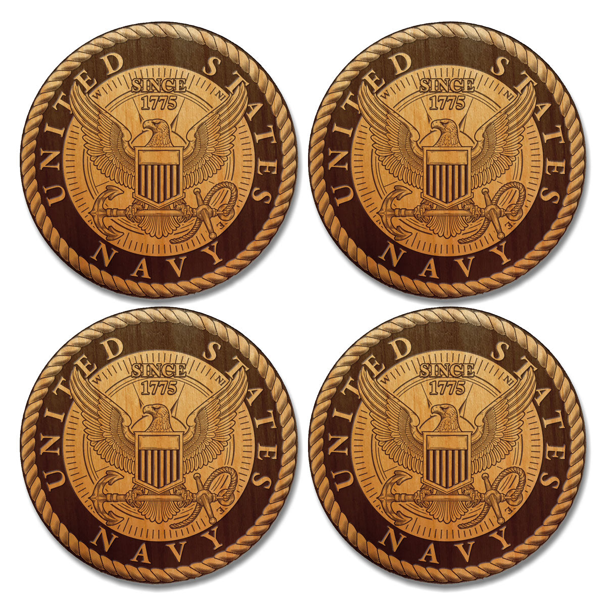 7.62 Design U.S. Navy sottobicchieri legno set 4 pezzi