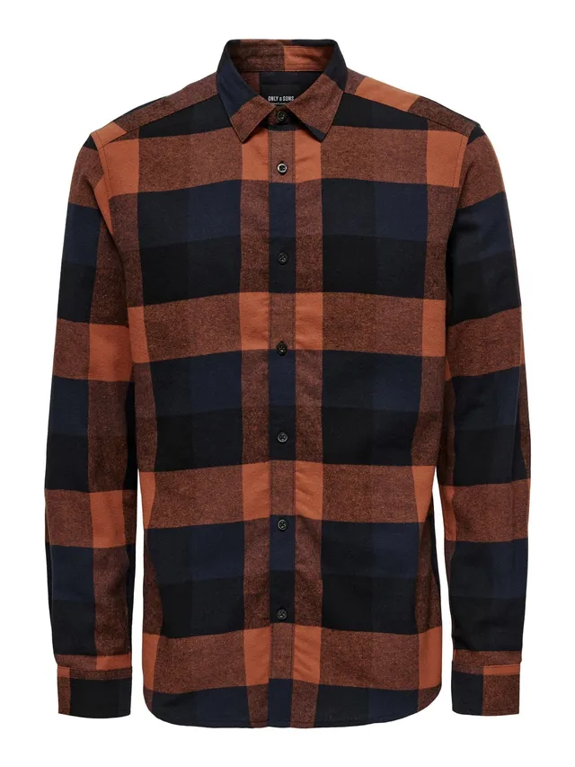 ONLY & SONS Camicia Uomo a Quadri Manica Lunga Cotone