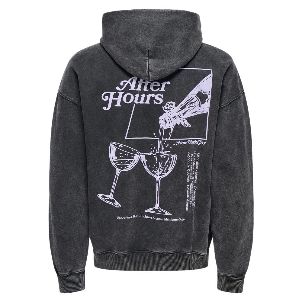 ONLY & SONS Buck Felpa Cappuccio Uomo Grigia XL