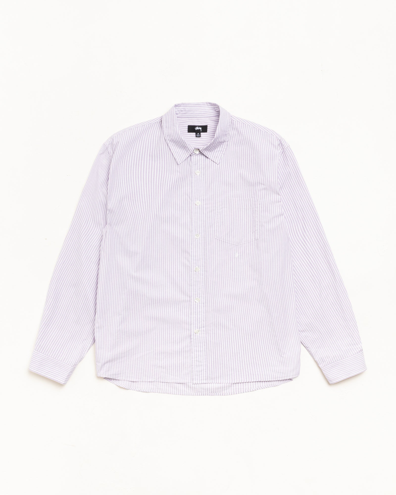 Stussy Standard Shirt camicia viola stripe cotone boxy fit