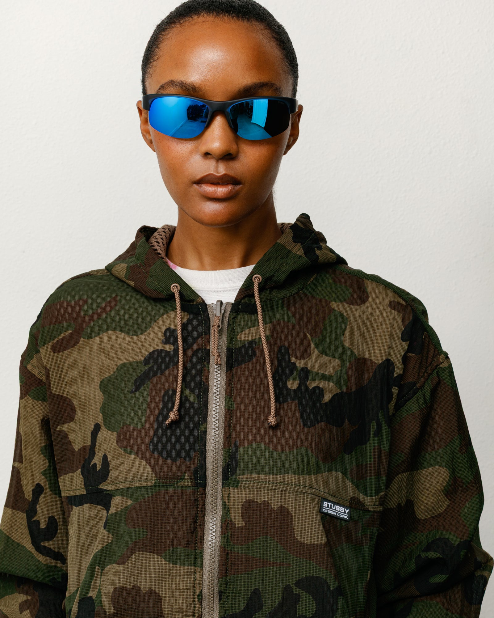 Stussy Hiro Sunglasses occhiali da sole frost black/lente blu polarizzati