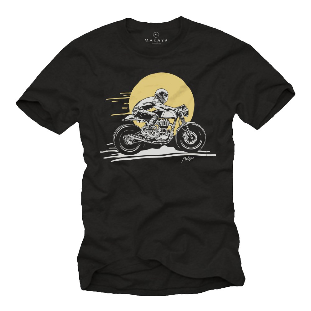 MAKAYA T-Shirt Uomo Cafe Racer Maglietta Cotone XL
