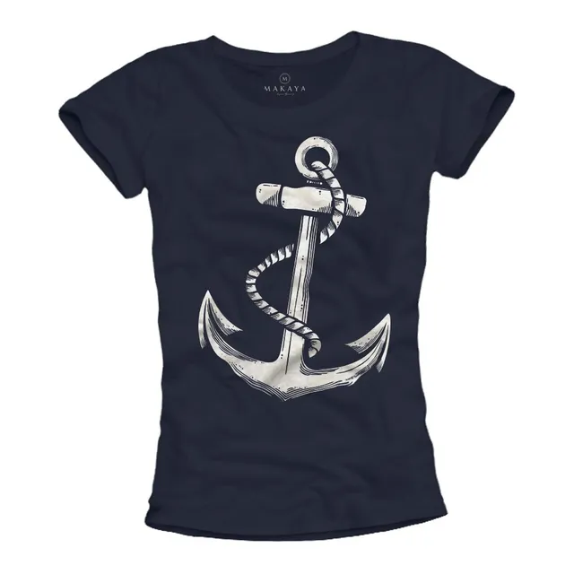 MAKAYA T-Shirt Donna Anchor Maglietta Cotone Taglia S