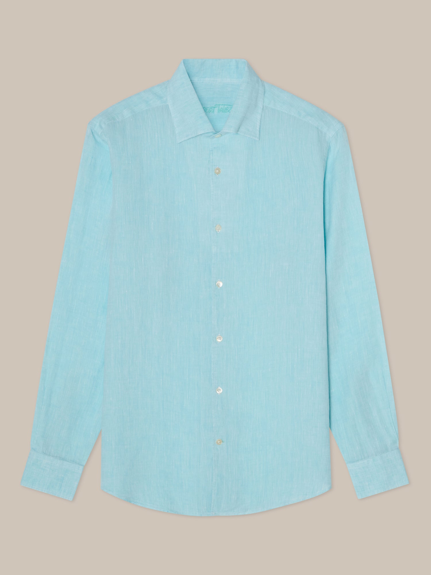Robert Talbott Morgan Linen camicia lino aqua