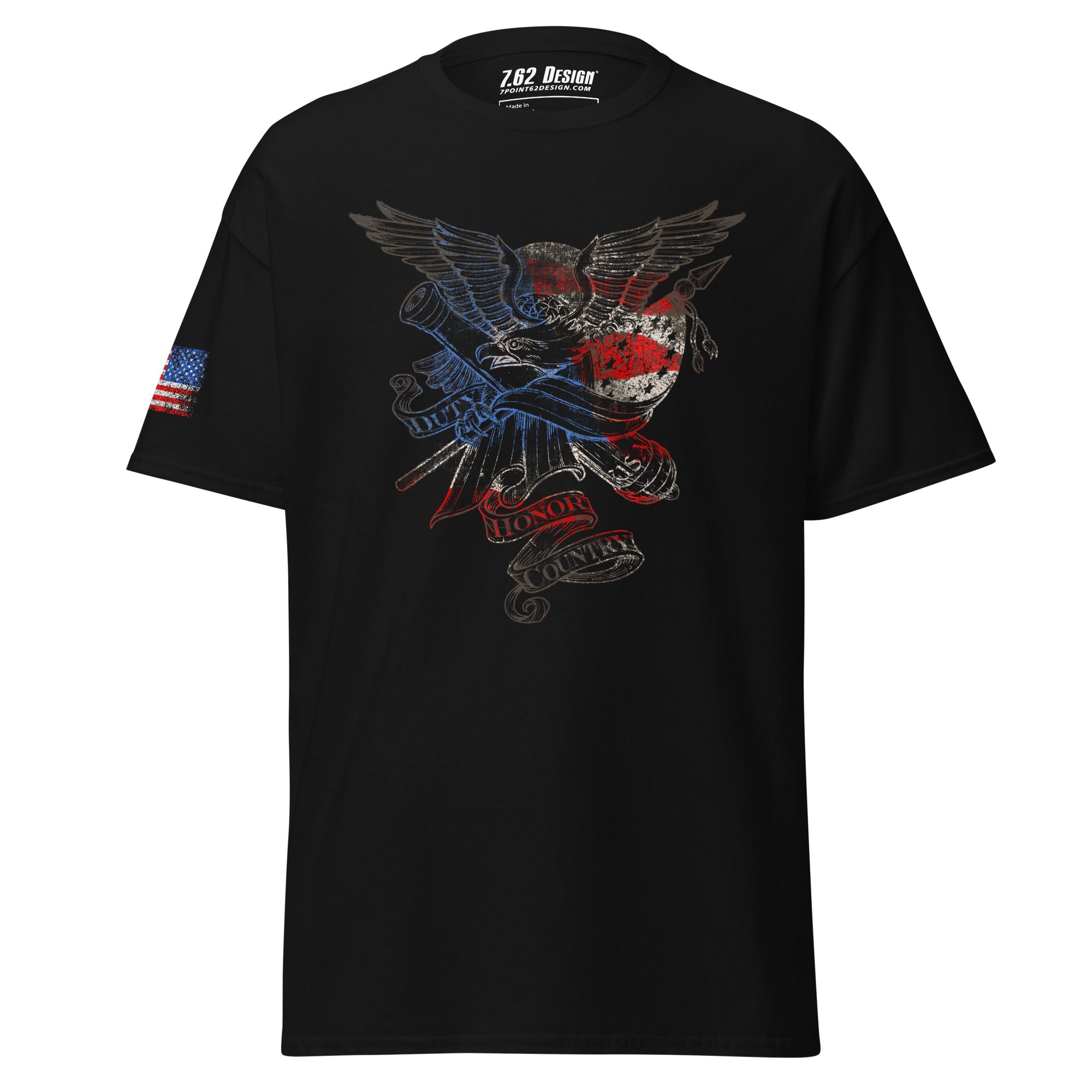 7.62 Design Duty Honor Country t-shirt cotone nera aquila USA