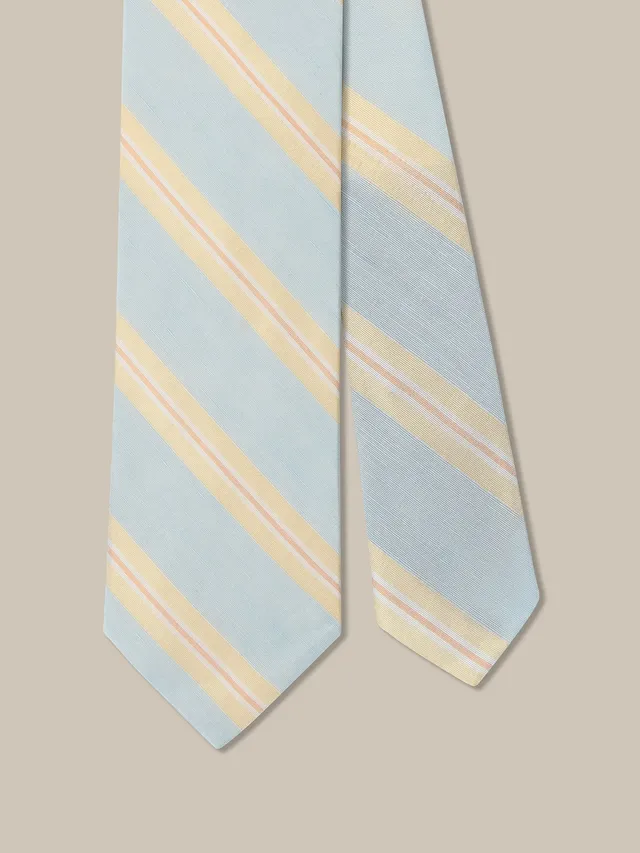 Robert Talbott Robert Cravatta Uomo Azzurra Seta Lino Riga