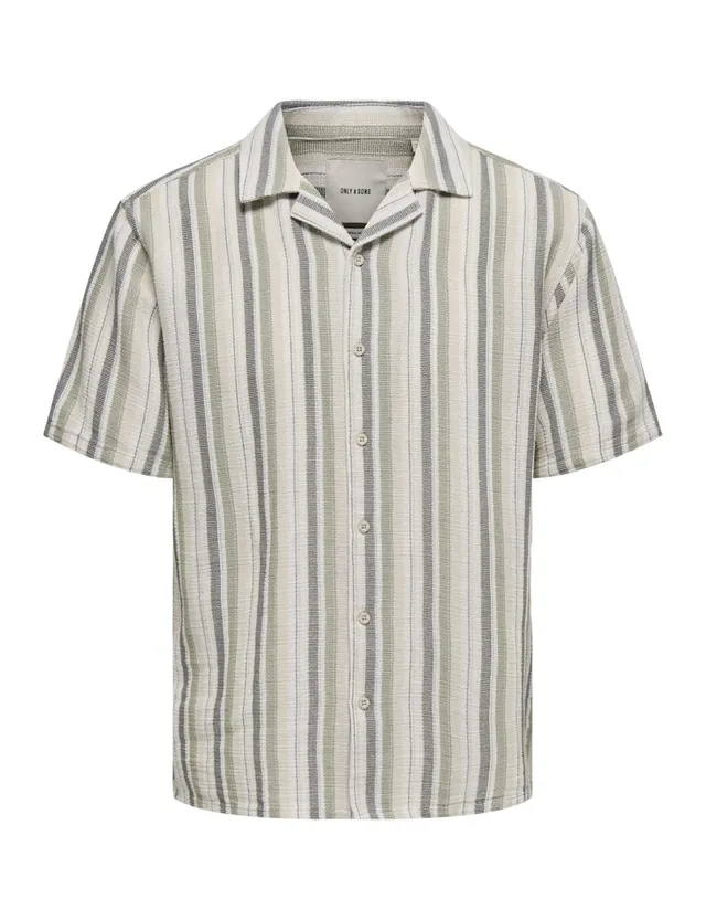 ONLY & SONS Onstrev Life Camicia Righe Maniche Corte S
