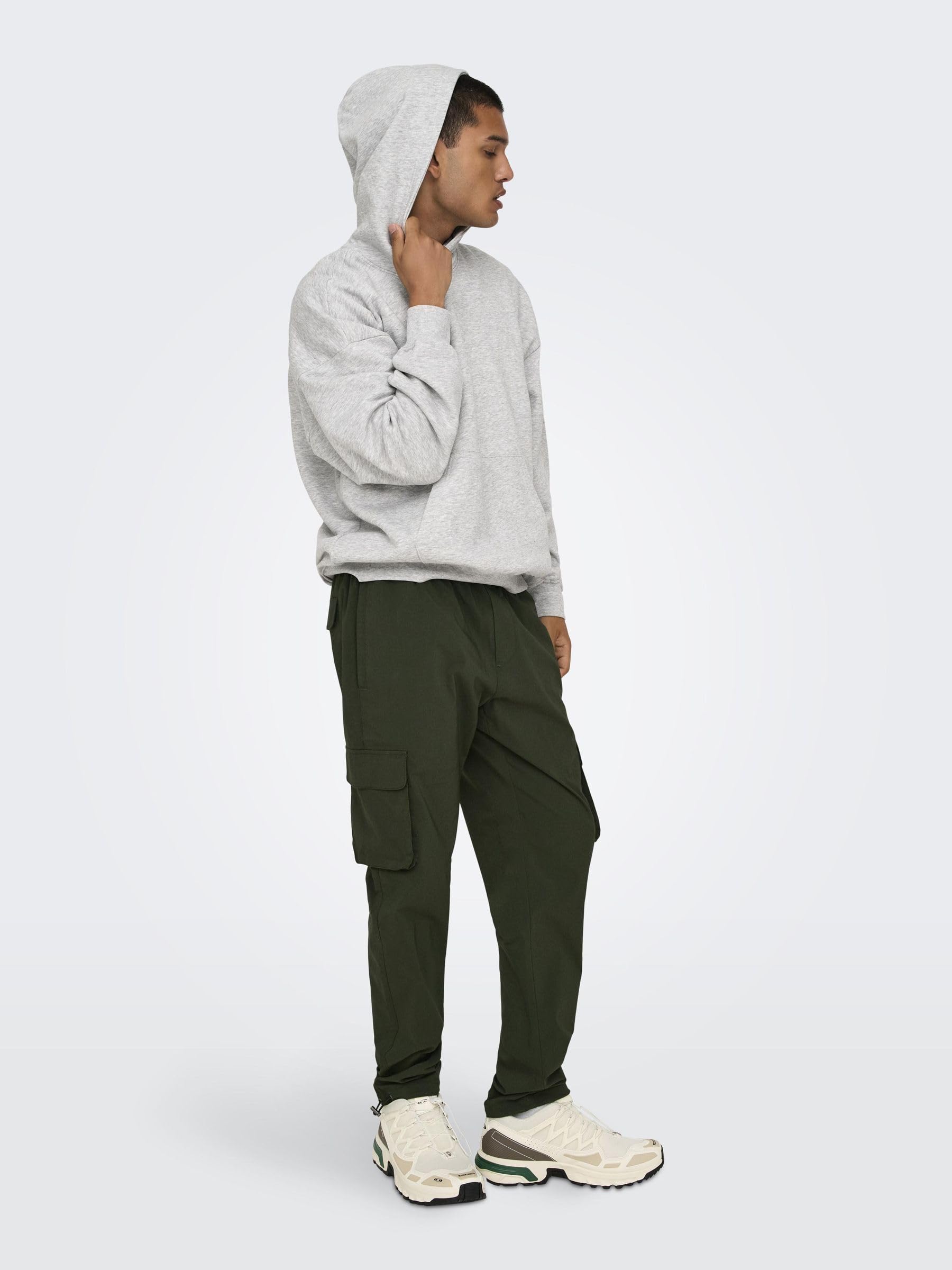 ONLY & SONS Pantaloni Cargo Uomo M nero tasche laterali