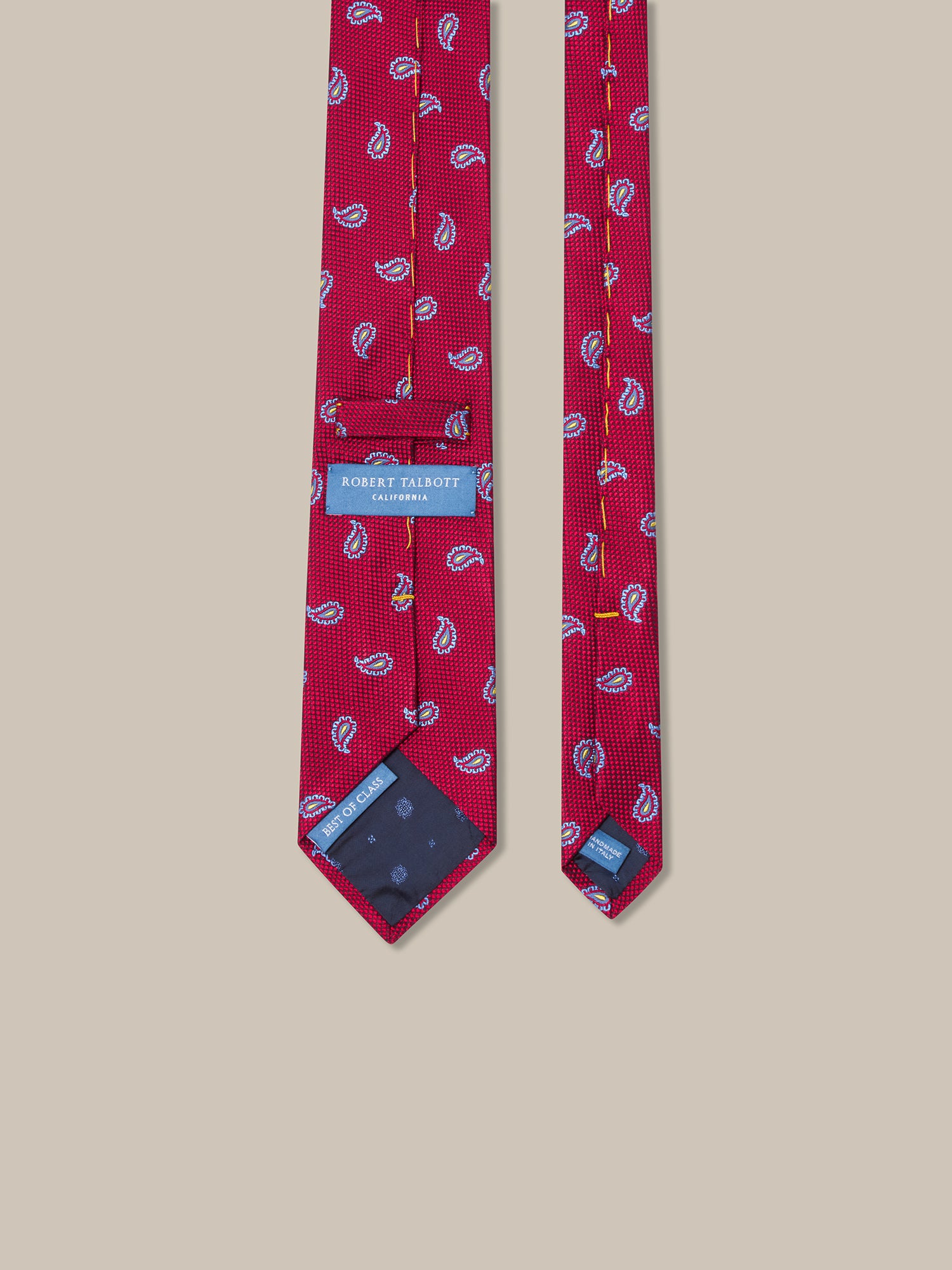 Robert Talbott Pine Jacquard cravatta rossa seta