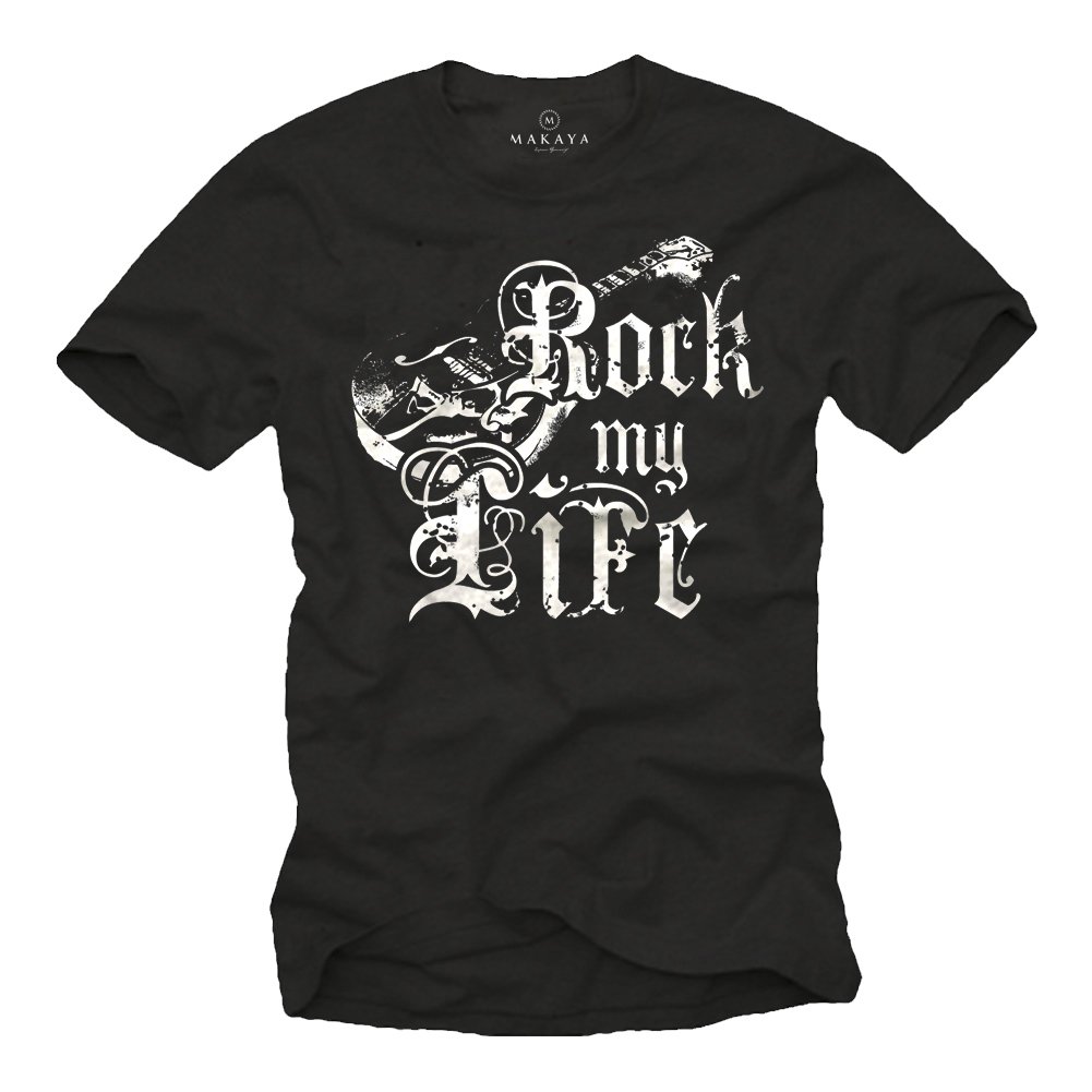 Makaya T-Shirt Uomo Rock My Life Chitarra Cotone