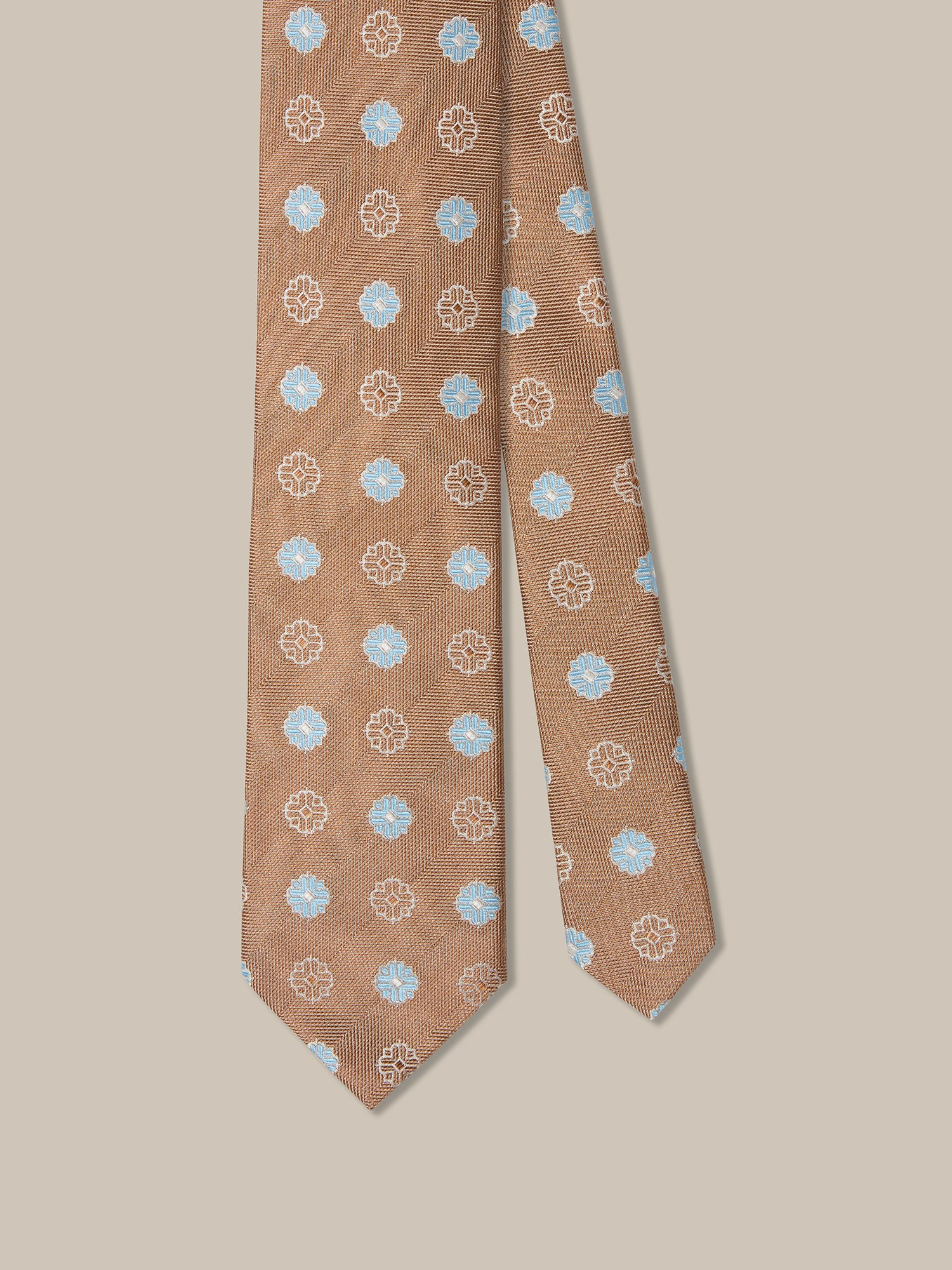 Robert Talbott Robert Blue Flower Jacquard cravatta arancione REG