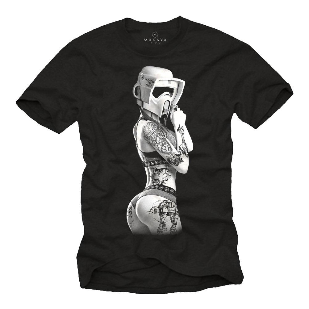 MAKAYA Stormtrooper Tattoo T-Shirt Uomo Nero Cotone