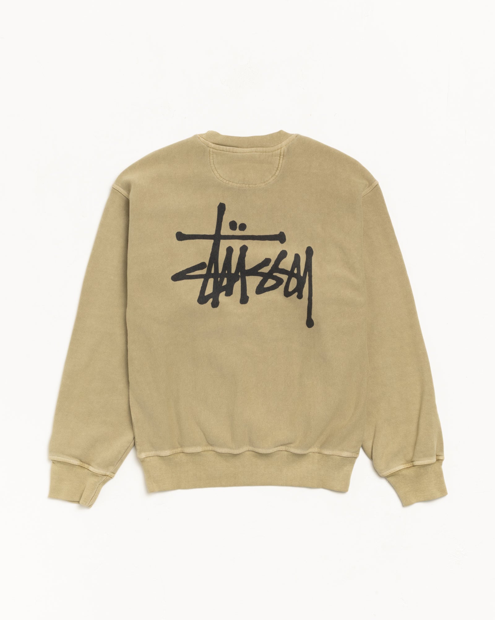 Stussy Basic Crew felpa elm cotone pesante 430gsm logo