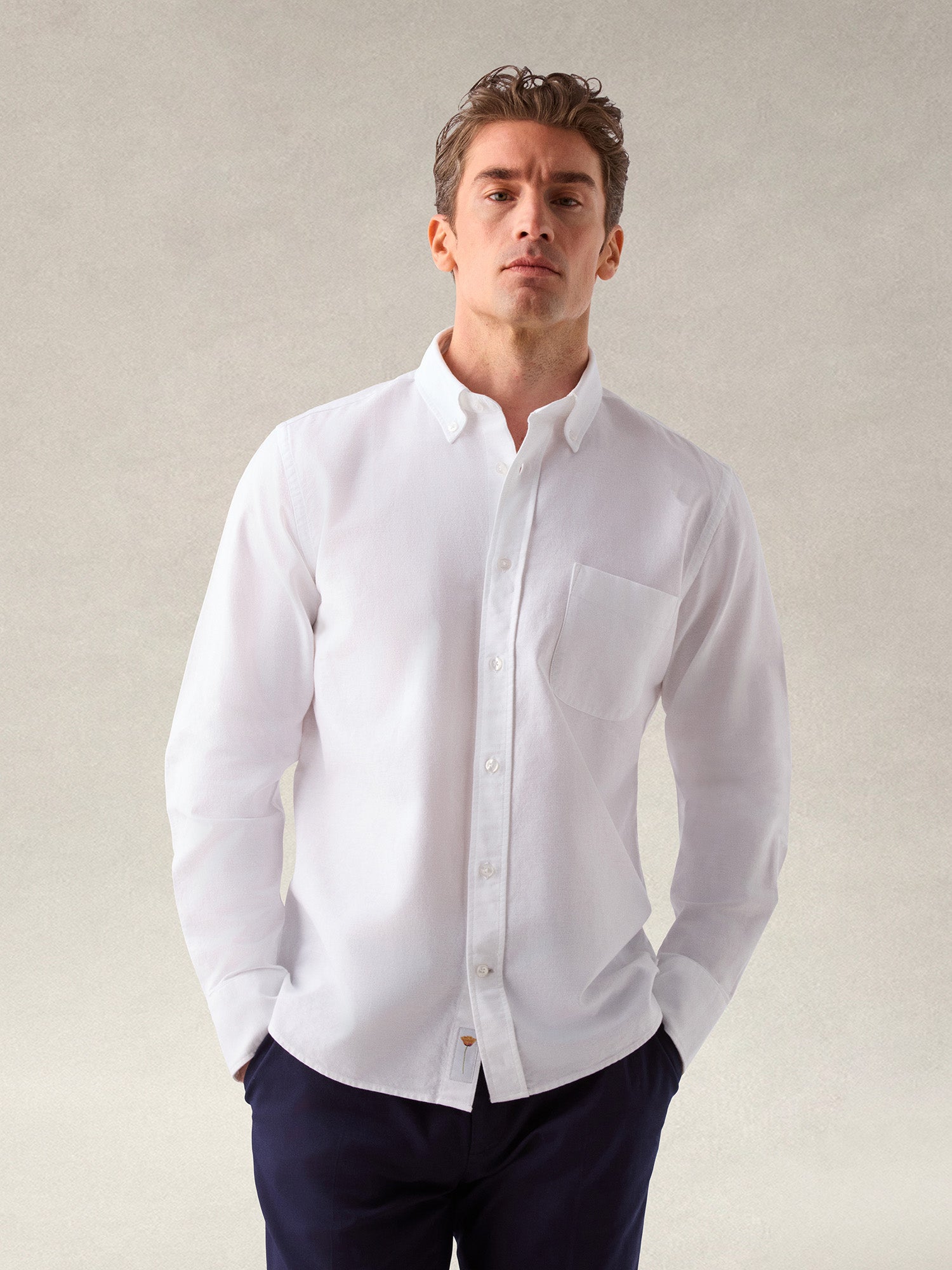 Robert Talbott Harrison camicia oxford bianca cotone