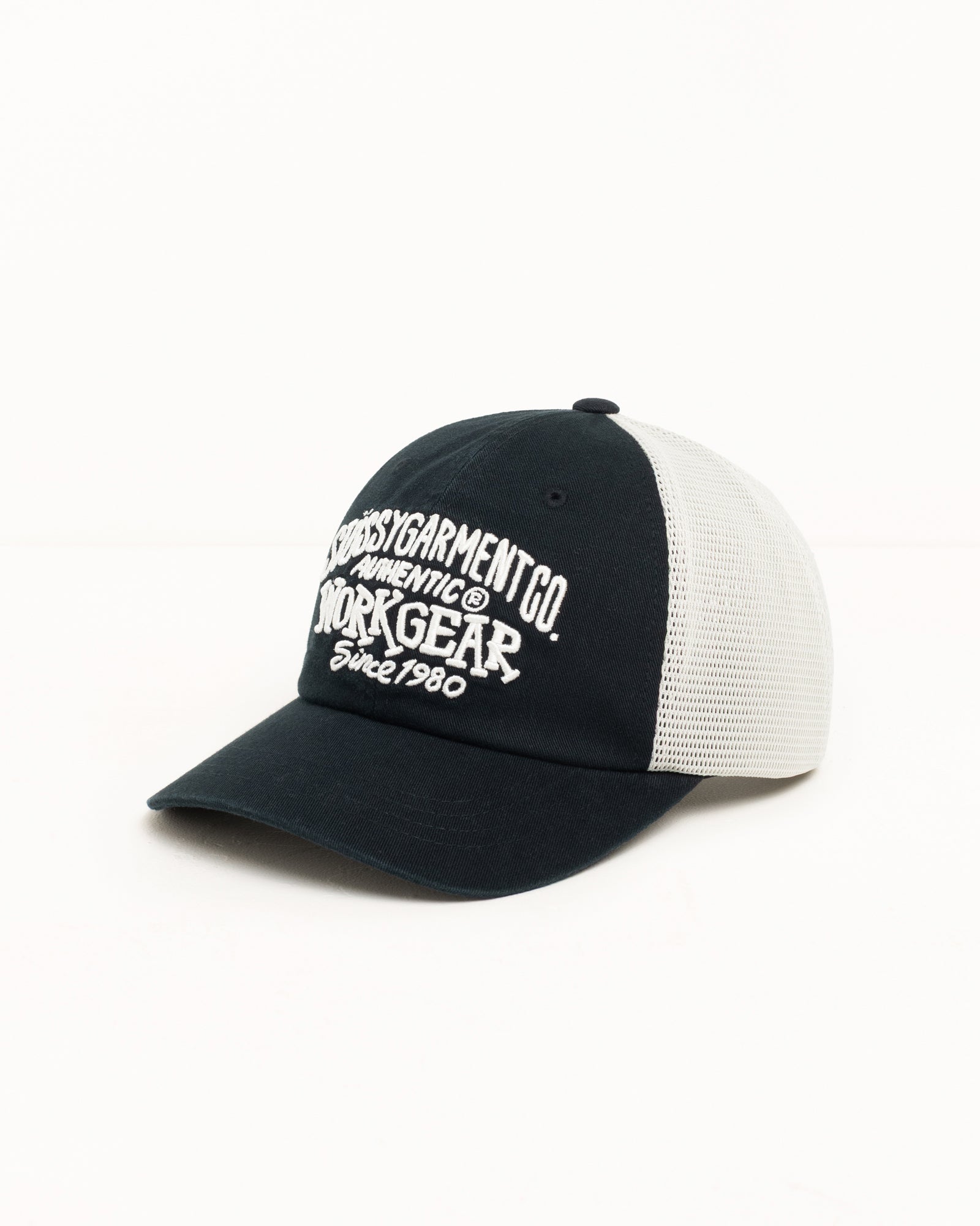 Stussy Workgear Trucker Cappello Nero Cotone Rete