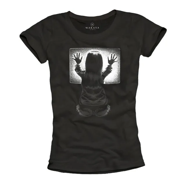 Makaya T-Shirt Donna Poltergeist Horror Nera S