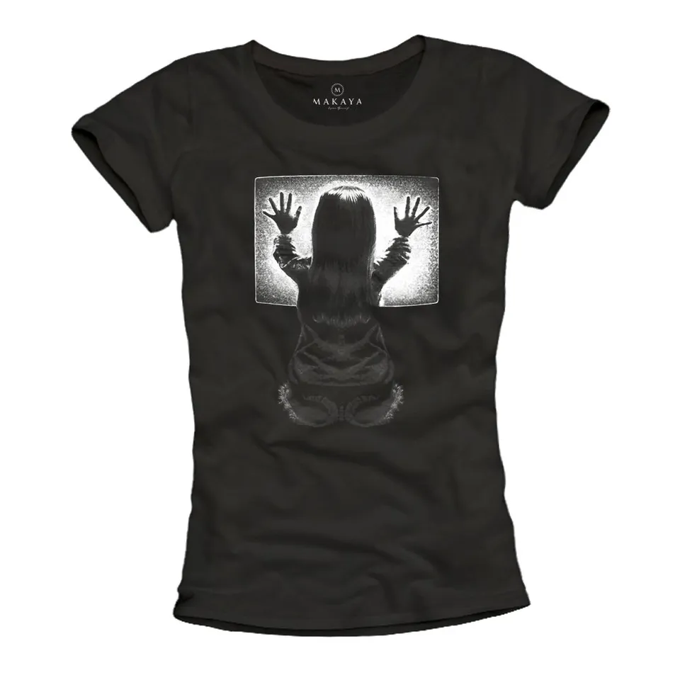 Makaya T-Shirt Donna Poltergeist Horror Nera S